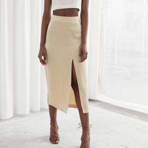 & Other Stories side slit satin midi skirt 6